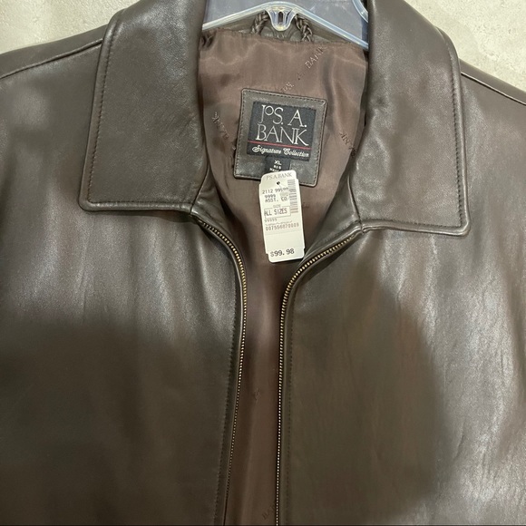 Mens Jos A Bank Leather Jacket Large NWT - Picture 2 of 4
